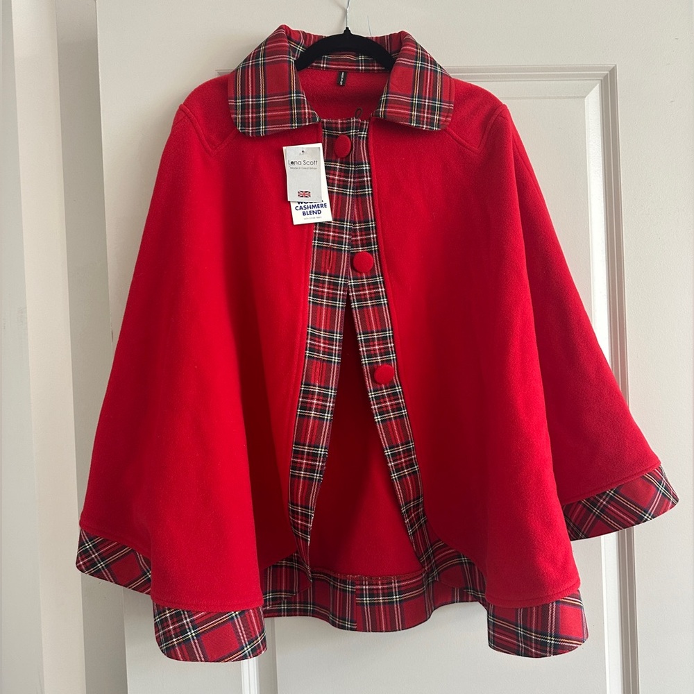 Lona Scott Red Wool & Cashmere Cape